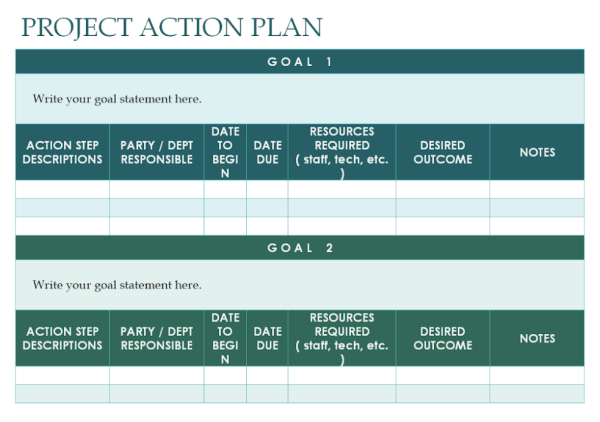 Action Plan Template - Excel 3