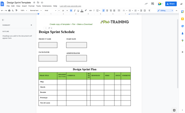 Design Sprint Template Google Docs