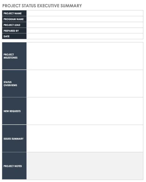 Executive Project Status Report Template - Word 2