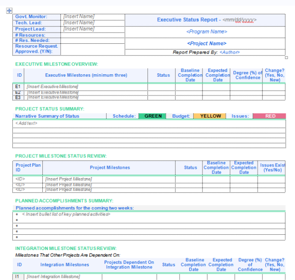 Executive Project Status Report Template - Word 3