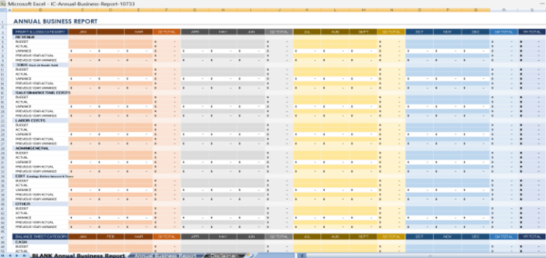 Business Report Template Excel