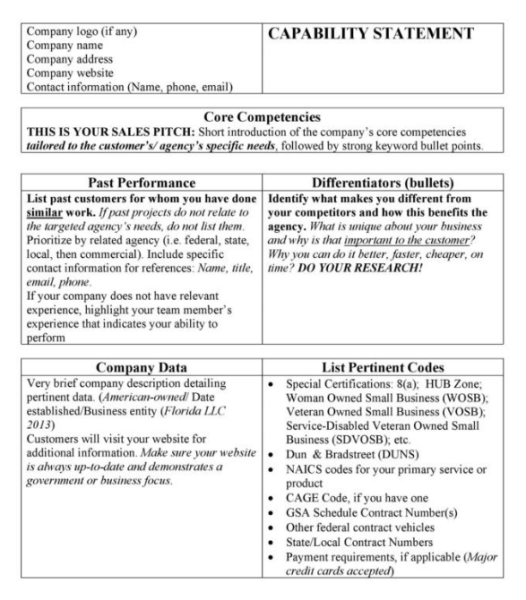 Capability Statement Template Word 1