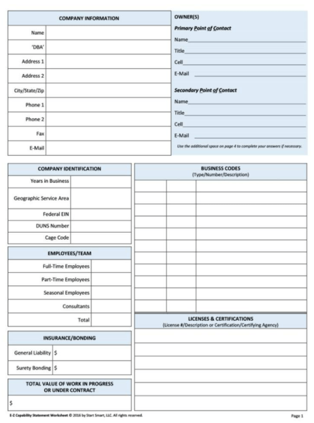 Capability Statement Template Word 12