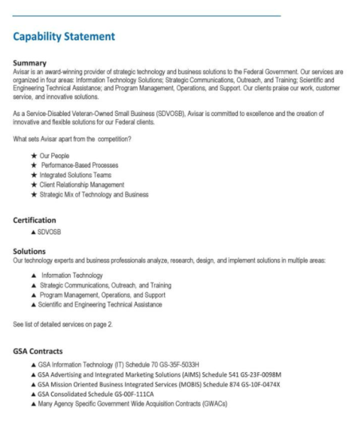 Capability Statement Template Word 13