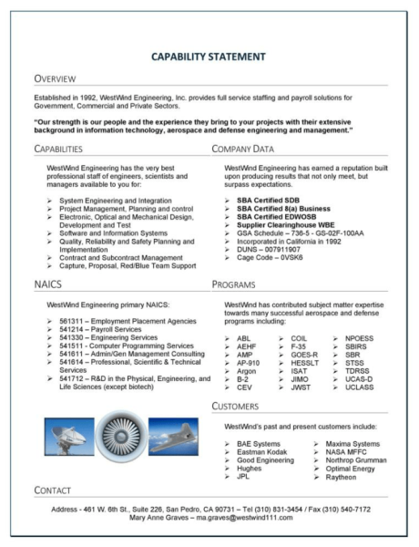 Capability Statement Template Word 20