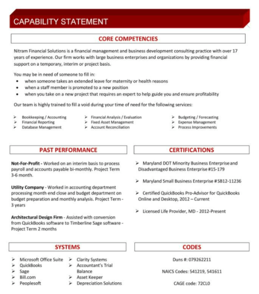 Capability Statement Template Word 25