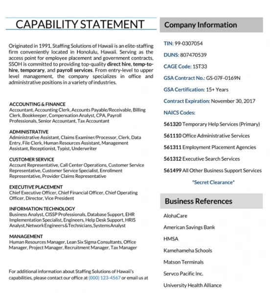 Capability Statement Template Word 32