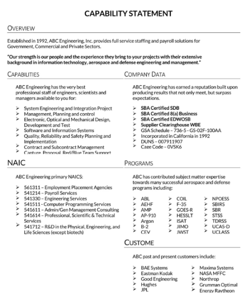 Capability Statement Template Word 34