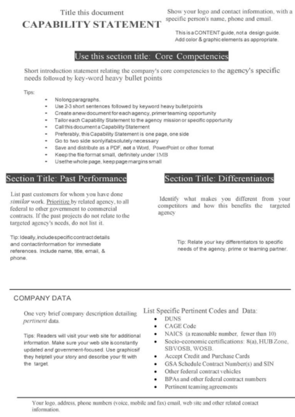 Capability Statement Template Word 4