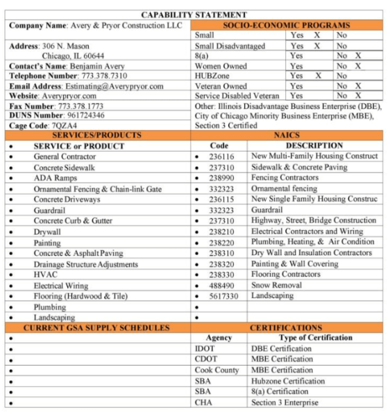 Capability Statement Template Word 9