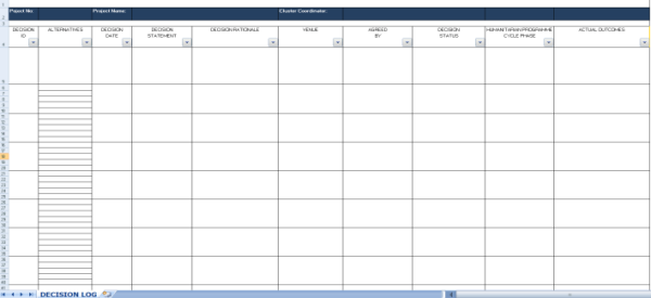 Decision Log Template - Excel 3