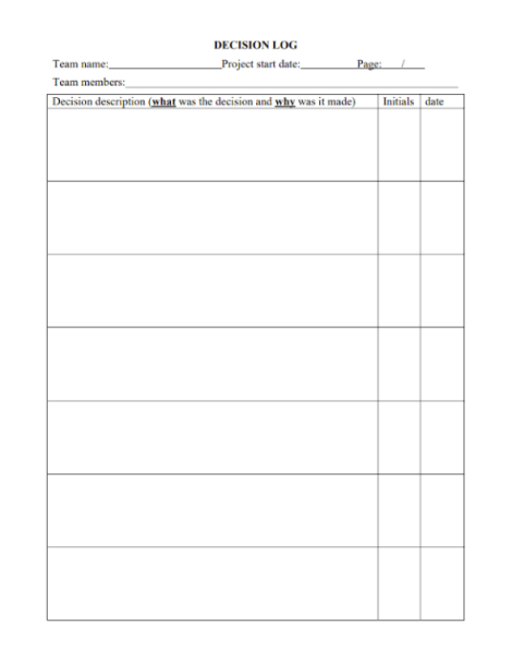 Decision Log Template PDF 1 min