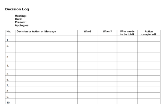 Decision Log Template - Word 1