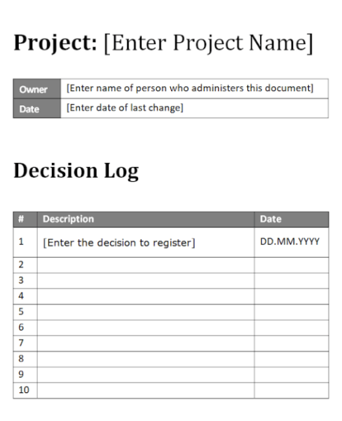 Decision Log Template - Word 4