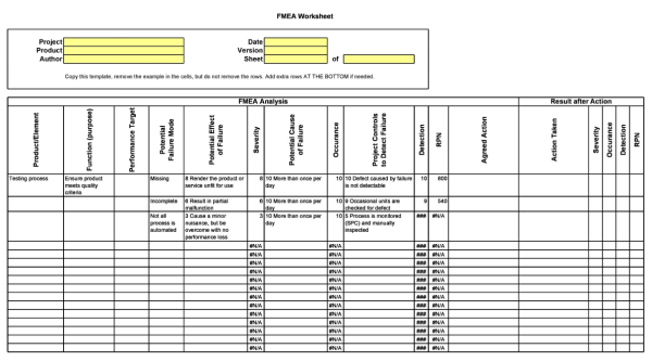 FMEA Template Excel 10