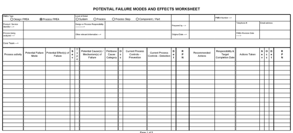 FMEA Template Excel 17