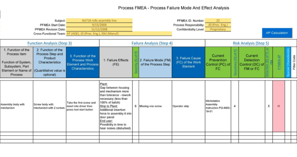 FMEA Template Excel 20