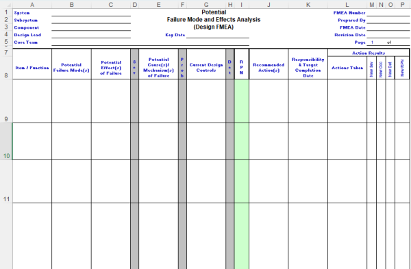 FMEA Template Excel 9