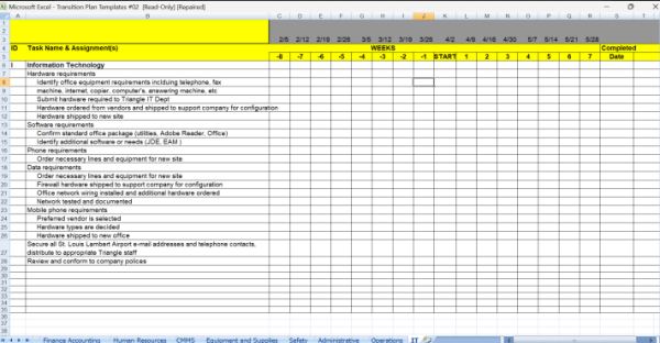 Business Transition Plan Template Excel 6