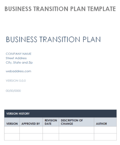 Business Transition Plan Template Word 1