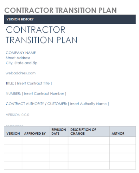 Business Transition Plan Template Word 2