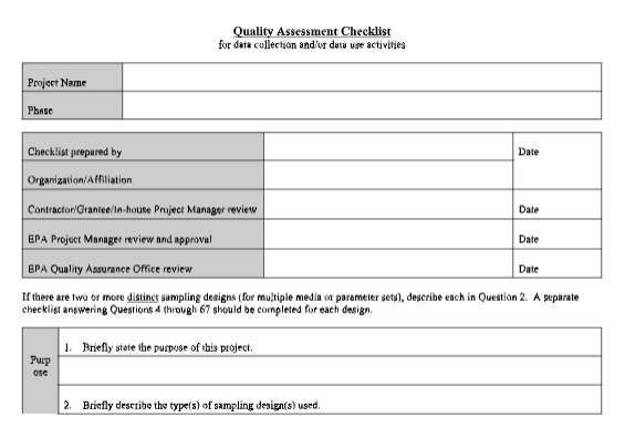 Data Quality Checklist Template Word 2