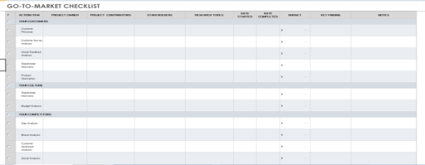 Go To Market Strategy Template Excel 9