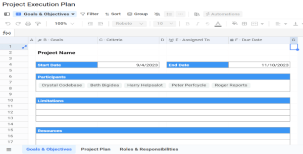 Project Execution Plan Template - Excel 7