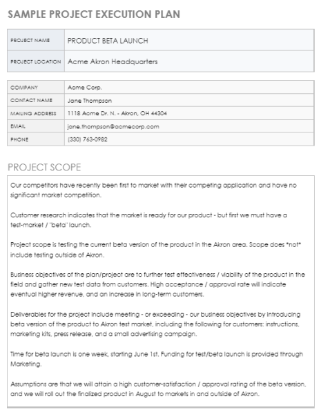 Project Execution Plan Template - Word 2